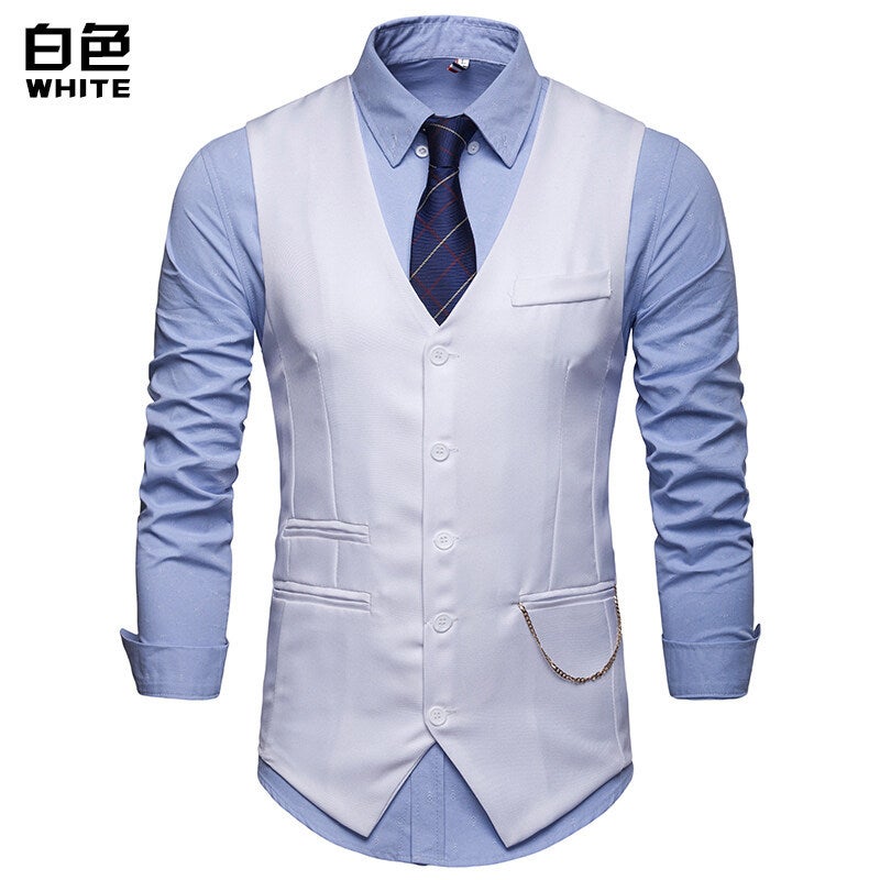 Fashion European Edition Basic Edition Men'S Jewelry Matching Nightclub Suit Vest Jacket M53P50 - Image 1