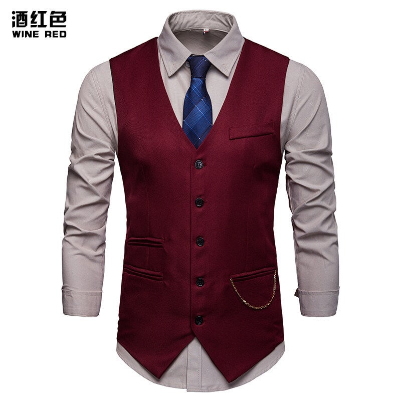 Fashion European Edition Basic Edition Men'S Jewelry Matching Nightclub Suit Vest Jacket M53P50 - Image 5