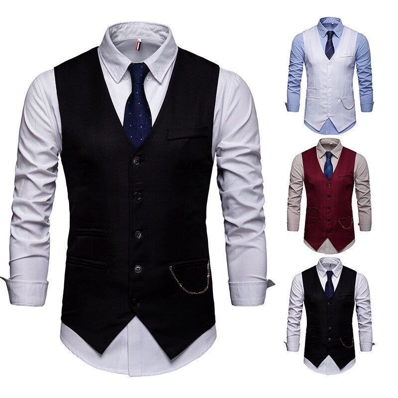 Fashion European Edition Basic Edition Men'S Jewelry Matching Nightclub Suit Vest Jacket M53P50 - Image 2
