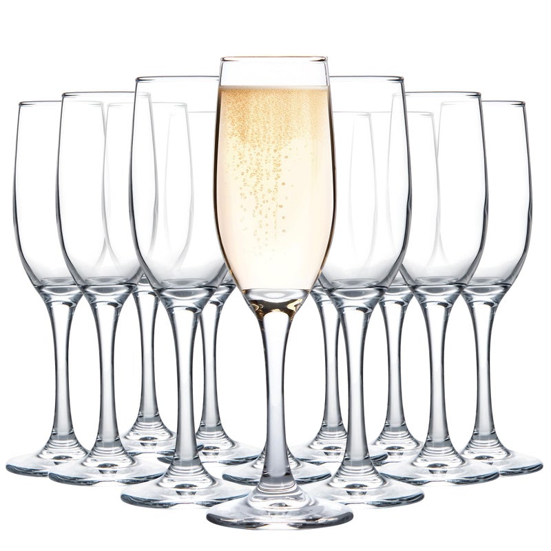 UMEIED Champagne Glasses Set of 12 Champagne Flutes with Classic Shape Long stem Sparkling Wine glasses for Wedding Restaurant Bar Wine Toasting Clear