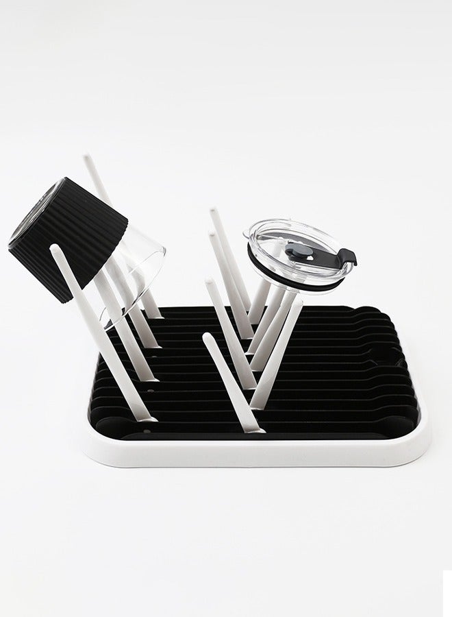 رف تجفيف زجاجات الأطفال مع صينية - رف تجفيف موفر للمساحة لزجاجات الأطفال والأكواب وأجزاء المضخة - مجفف زجاجات عالي السعة - أساسيات السفر - أساسيات الأطفال حديثي الولادة ضرورية، أبيض - Image 5