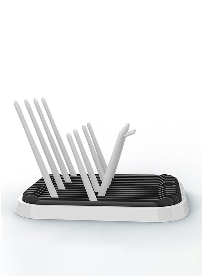 رف تجفيف زجاجات الأطفال مع صينية - رف تجفيف موفر للمساحة لزجاجات الأطفال والأكواب وأجزاء المضخة - مجفف زجاجات عالي السعة - أساسيات السفر - أساسيات الأطفال حديثي الولادة ضرورية، أبيض - Image 4