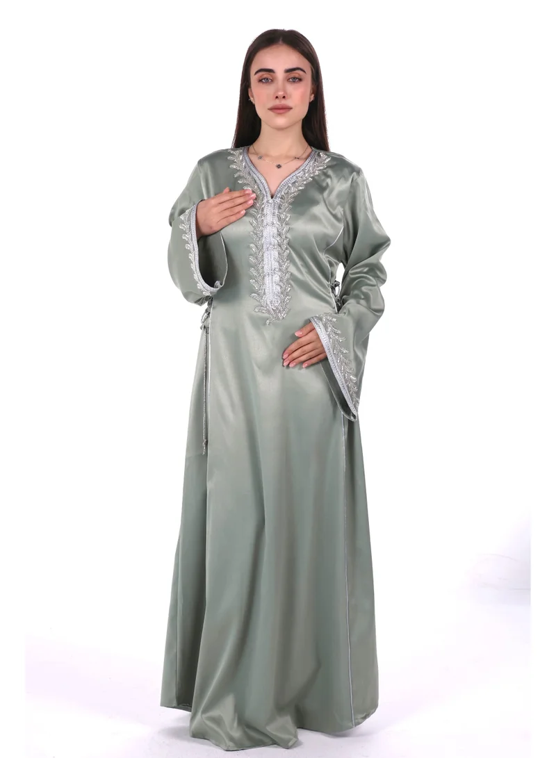 البنت الشرقية جلابية نسائية ساتان مطرزة