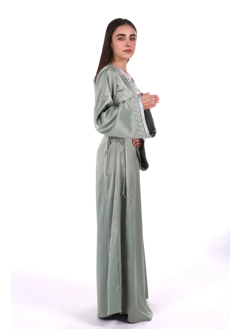Al Bent Al Sharqieh Mint Green women satin jalabiya dress for Women | Best Price UAE