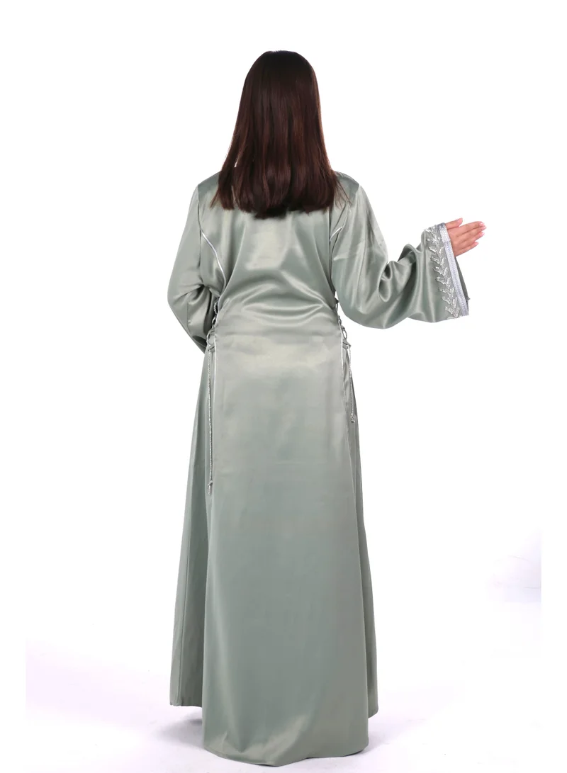 Al Bent Al Sharqieh Mint Green women satin jalabiya dress for Women | Best Price UAE