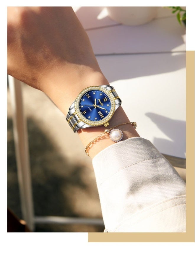 POSHI Light Luxury Women's Steel Band Watch (Blue) - Image 2