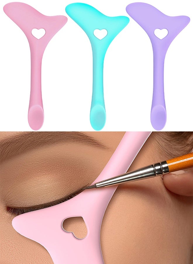 3Pcs Silicone Eyeliner Stencils & Mascara Shield, Multifunctional Winged Tip Cat Eye Makeup Tool for Eyeshadow & Eyelashes, Professional Quick Makeup for Beginners, 3 Colors - Image 1