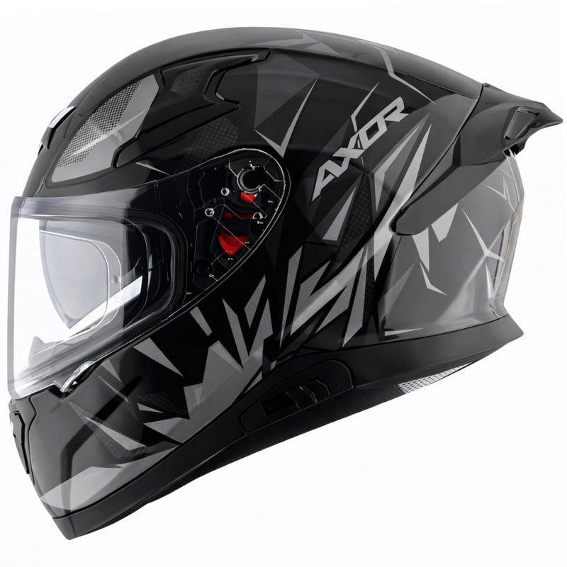 Axor Apex Hunter ISI ECE DOT Certified Full Face Dual Visor Helmet for Men and Women with Pinlock Fitted Outer Clear Visor and Inner Smoke Sun Visor Black Grey Helmet-M - Image 2
