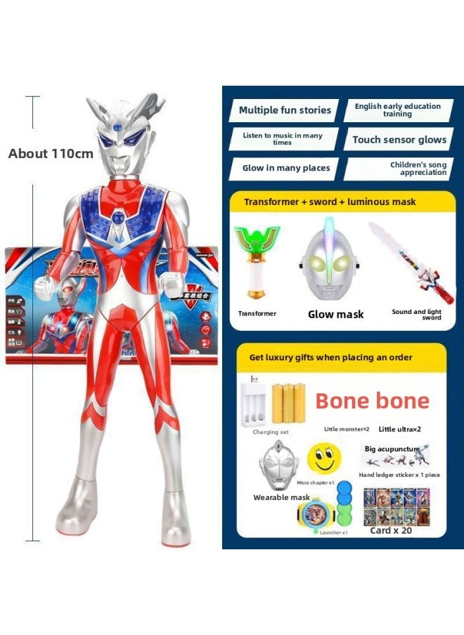 Generic - Oversized Light Charging Ultraman Toy Cello Degas Story Music Toy Boy Children's Gift Box-Color:110cm [sero] Charging + Sword + Transformer + Mask + Gift Pack - Image 1