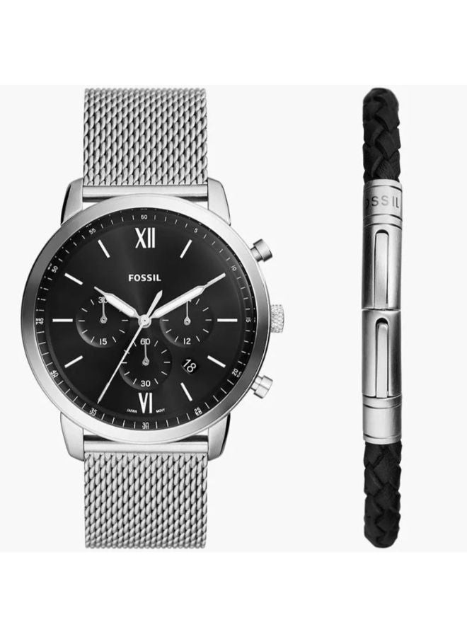 فوسيل Men Stainless Steel Chronograph Wrist Watch FS6021SET  with A Matching Black Leather Bracelet - Image 1