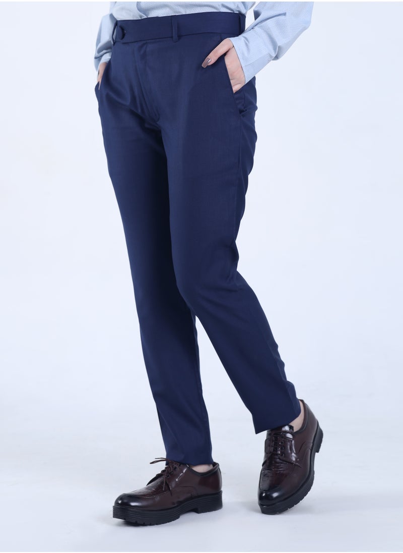 Ambittrends - Women Navy Blue Overloop Formal Pants - Image 1