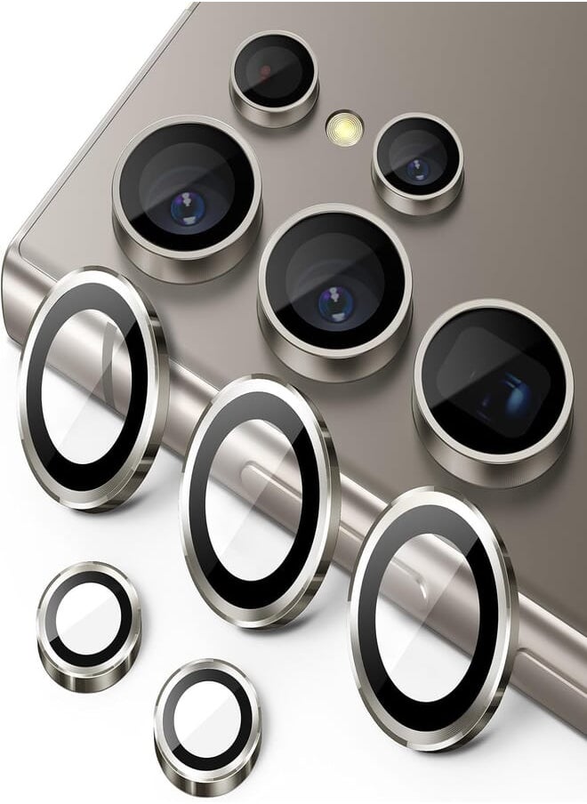 Next Next Store Camera Lens Protector Compatible with Samsung Galaxy S24 Ultra, Ultra Thin Tempered Glass Scratch Resistant Individual Ring Cover, 9H Hardness, Easy Installation (Titanium) 