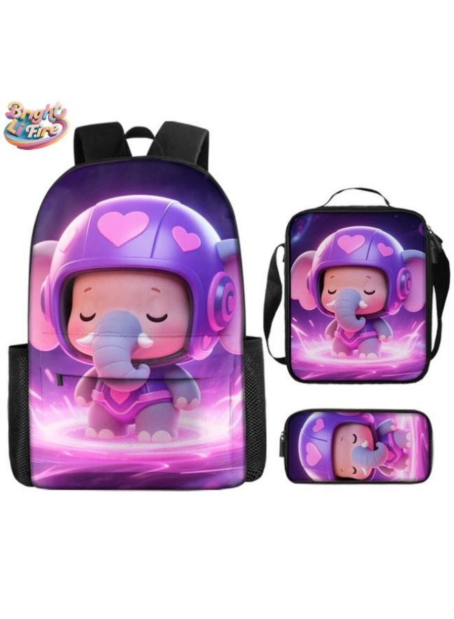 Bright Li Fire Unlock the new fashion of childish fun! Three-piece set of bags, cartoon elements for children and teenagers (students, children, friends' outings, mountain climbing, schooling, etc. can be used) - 4 - Image 1