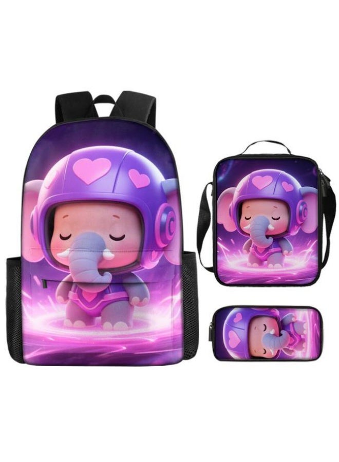 Bright Li Fire Unlock the new fashion of childish fun! Three-piece set of bags, cartoon elements for children and teenagers (students, children, friends' outings, mountain climbing, schooling, etc. can be used) - 4 - Image 2