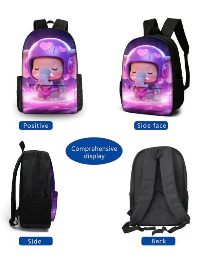 Bright Li Fire Unlock the new fashion of childish fun! Three-piece set of bags, cartoon elements for children and teenagers (students, children, friends' outings, mountain climbing, schooling, etc. can be used) - 4 - Image 3