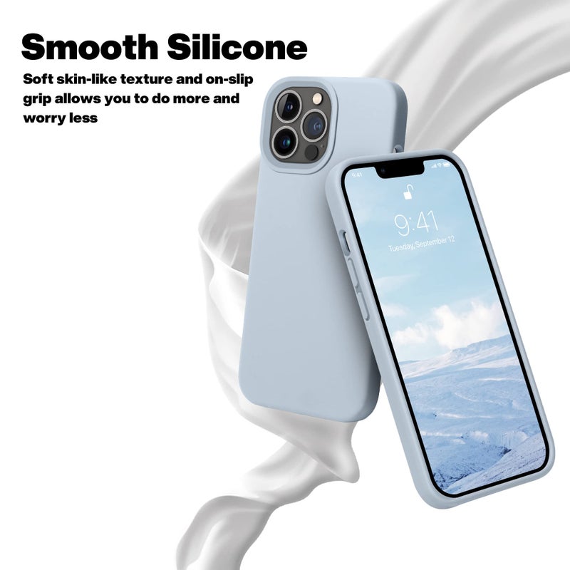 OTOFLY Compatible with iPhone 13 Pro Case, Liquid Silicone Slim Protective Shockproof Phone Case Cover with Anti-Scratch Microfiber Lining, 6.1 inch, Nattier Blue - Image 3