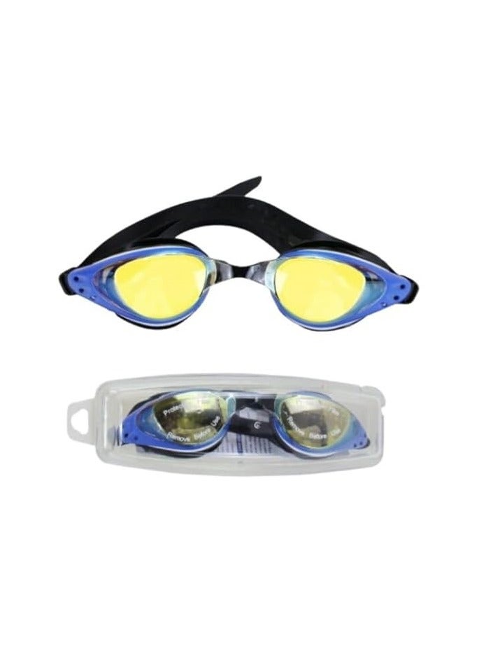 دي ام سي نظارات السباحة للبالغين مع عدسات ملونة باللون الأصفر، لون أزرق، G3-02