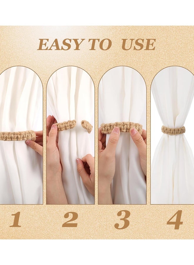 4 Pack Braided Curtain Tiebacks, Boho Farmhouse Rope Holdbacks for Home Office Decor - Image 4