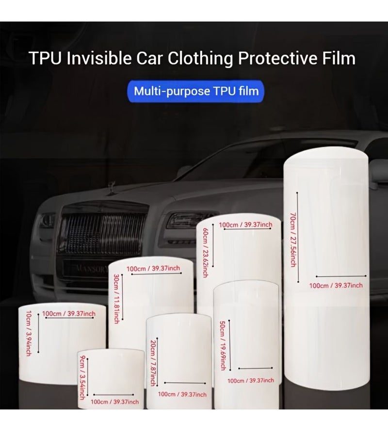 Self-Healing TPU Car Paint Protection Film 3.54x39.37 Inch Scratch Resistant Clear Self Adhesive Protective Tape For Helmet Motorcycle Bicycle Headlight - Image 1