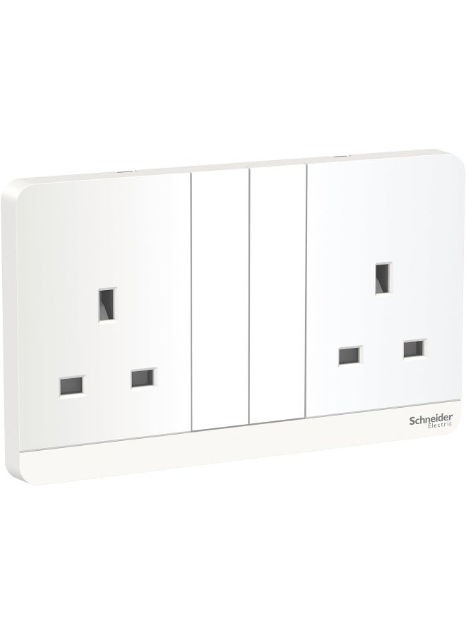 Schneider Electric Avataron, 2 Gang, Socket, 13A 250V, White