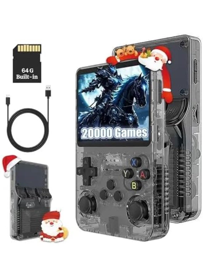 Wheels R36S Retro Handheld Gaming Console 64GB.3.5-Inch IPS Screen, Linux Emulator System, Portable Classic Game Console with Dual Joystick & Save Support IPS (Black) - Image 1