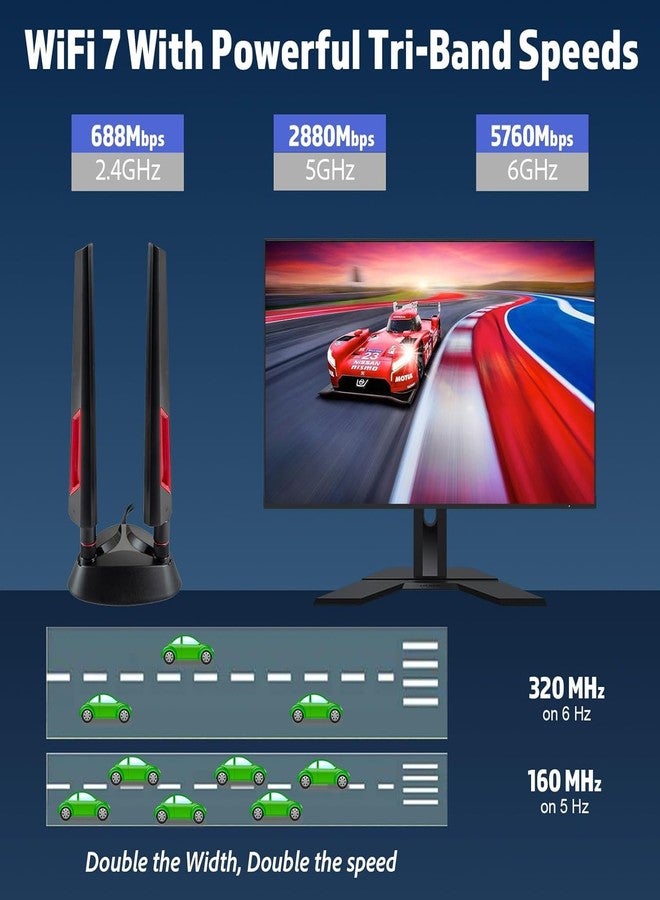 eifagur 9dBi WiFi 7 Tri-Band Magnetic Base Gaming Antenna with New Connector（NOT RP-SMA for ASUS ROG Strix X870E-E X870-A X870-Plus B650-Plus ASUS Prime TUF Gaming PC Desktop Computer Gaming Motherboard - Image 3