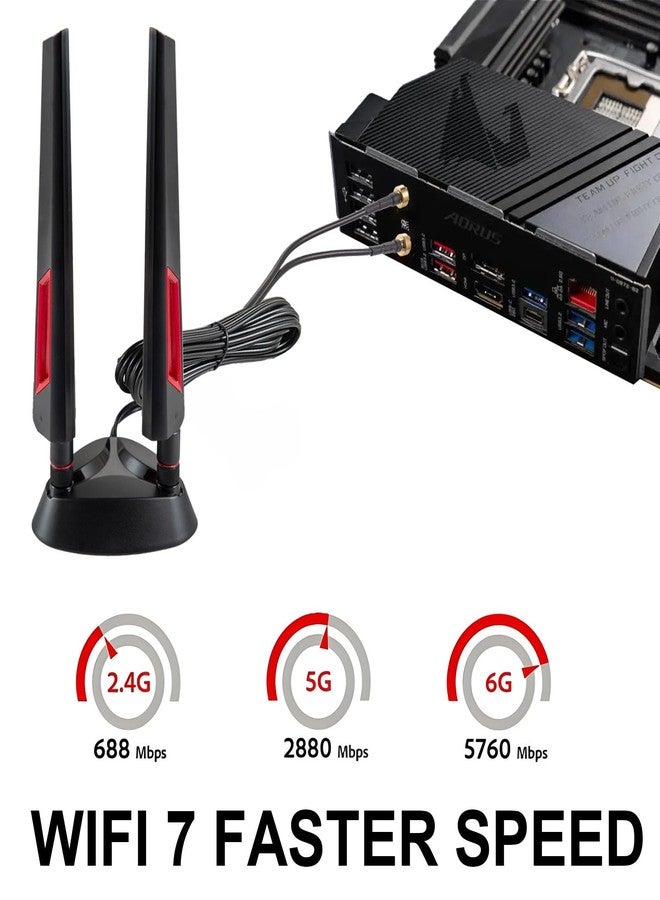 eifagur 9dBi WiFi 7 Tri-Band Magnetic Base Gaming Antenna with New Connector（NOT RP-SMA for ASUS ROG Strix X870E-E X870-A X870-Plus B650-Plus ASUS Prime TUF Gaming PC Desktop Computer Gaming Motherboard - Image 5