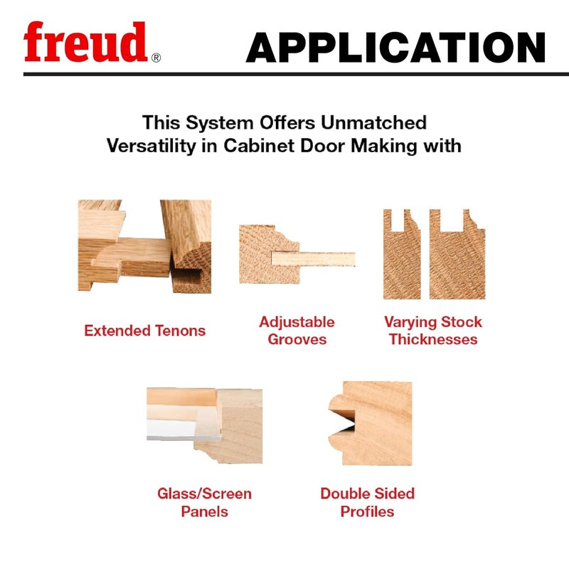 freud Premier Adjustable Rail & Stile Bit - Ideal for Doors, Windows, Veneered Plywood, Hardwoods & Softwoods - 1-11/16" Diameter, 1/2" Shank - 99-762 - Image 5
