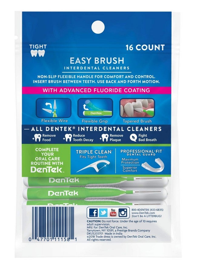 Dentek Easy Brush Interdental Cleaners Brushes Between Teeth Tight Teeth Mint Flavor 16 Count (Pack Of 6) - Image 2