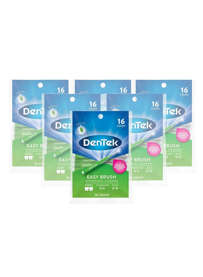 Dentek Easy Brush Interdental Cleaners Brushes Between Teeth Tight Teeth Mint Flavor 16 Count (Pack Of 6) - Image 1