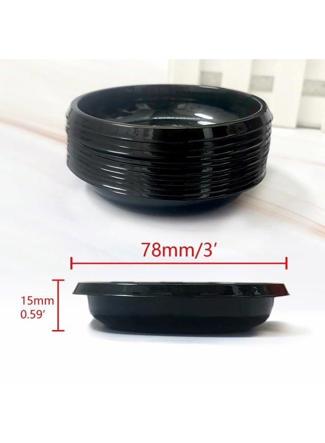 ICSTM Disposable Sauce Dishes, 100 pcs Plastic Disposable Round Black Dipping Sauce Dishes, Seasoning Platter, Appetizer Bowel for Sushi Mustard Vinegar Soy BBQ Ketchup (Black Round) - Image 2