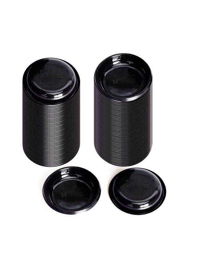 ICSTM Disposable Sauce Dishes, 100 pcs Plastic Disposable Round Black Dipping Sauce Dishes, Seasoning Platter, Appetizer Bowel for Sushi Mustard Vinegar Soy BBQ Ketchup (Black Round) - Image 1