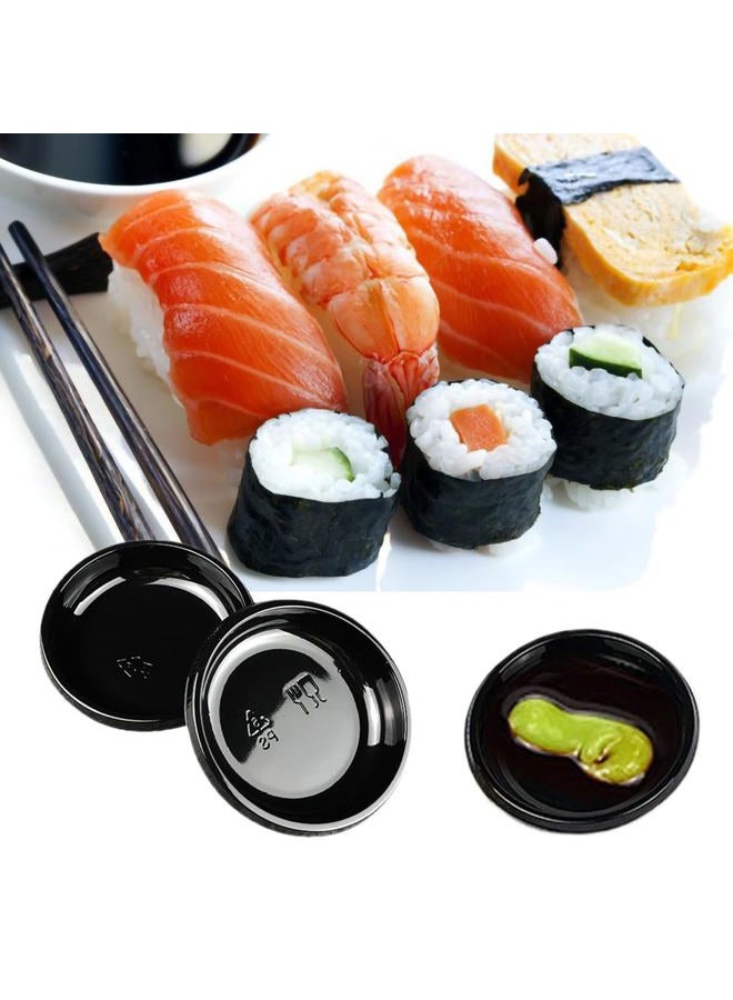 ICSTM Disposable Sauce Dishes, 100 pcs Plastic Disposable Round Black Dipping Sauce Dishes, Seasoning Platter, Appetizer Bowel for Sushi Mustard Vinegar Soy BBQ Ketchup (Black Round) - Image 4