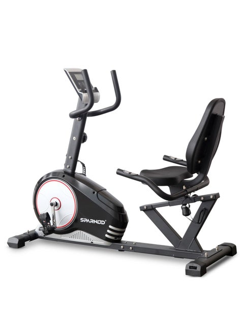 Sparnod SRB-31 Recumbent Exercise Bike 8 Resistance Levels, 6Kg Flywheel, LCD Display, Heart Rate Monitoring, 100kg Capacity, Adjustable Seat/Pedals, Non-Slip Footpads, Phone Holder