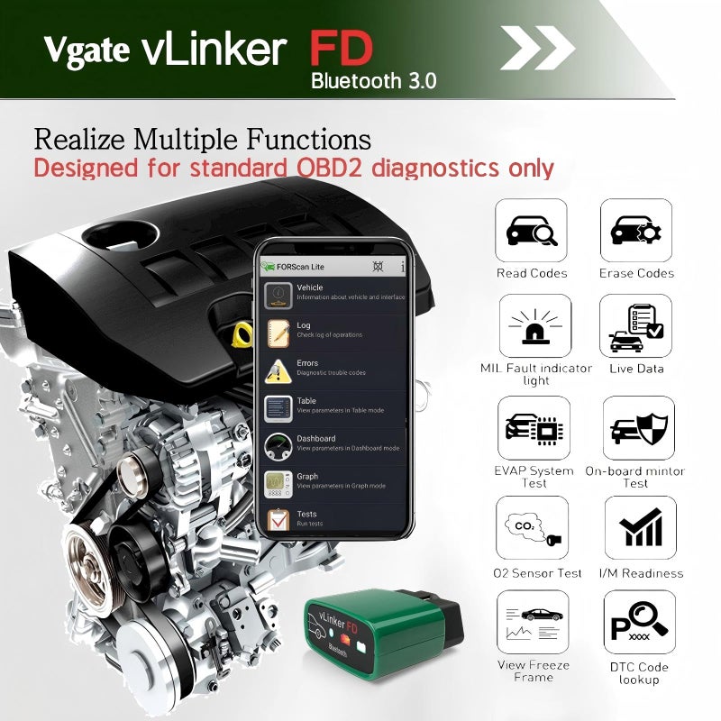Vgate vLinker FD OBD2 Bluetooth Car Code Reader, OBD2 Diagnostic Scanner for Android & Windows - Image 5