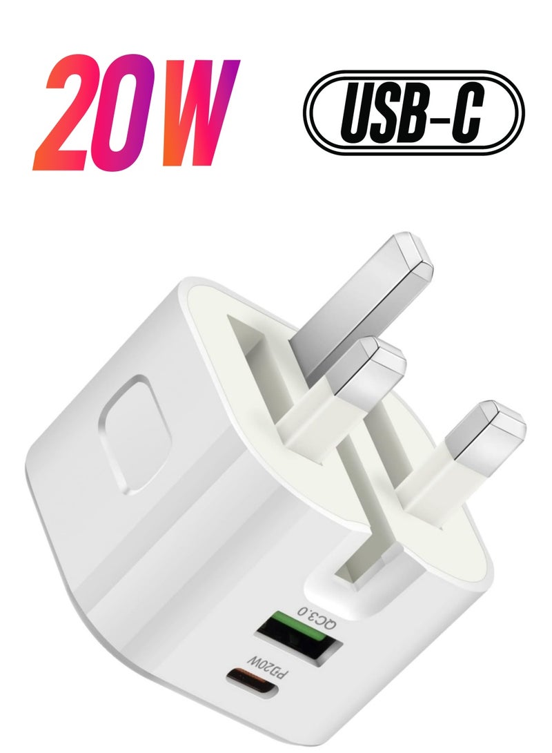 ELTRAZONE USB C Charger, 20W Fast Charge Wall Plug, 2 Ports PD&QC 3.0 Fast Charger Plug Compatible for iPhone 13/13 Pro 12/12 Pro/12 Pro Max/11/XS/XR, iPad, Galaxy, Huawei etc  - Image 1