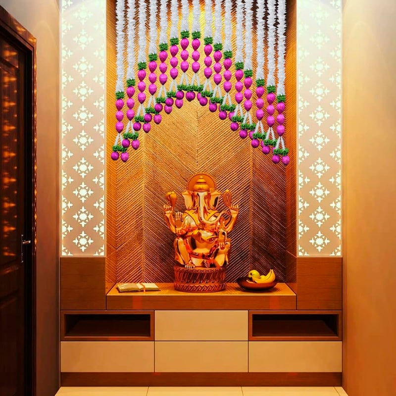 9Dzine 9Dzine Pink Lotus Hanging for Home Decor Items MDF Flower for Wall Decoration Items for Living Room Lotus Buds Hanging for Ganesh Festival 4 Pcs  - Image 3