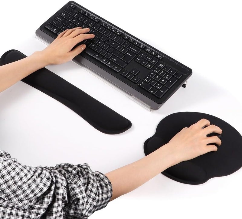 Memory Foam Wrist Rest and Acrylic Keyboard Stand Set, Z-Shape Non-Slip Riser and Mouse Pad Combo for Typing and Gaming - Image 1