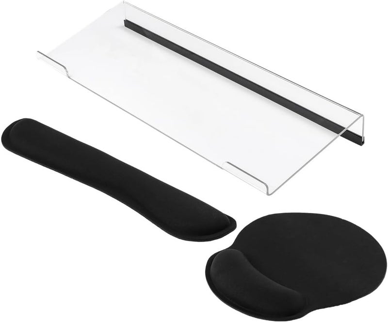 Memory Foam Wrist Rest and Acrylic Keyboard Stand Set, Z-Shape Non-Slip Riser and Mouse Pad Combo for Typing and Gaming - Image 4