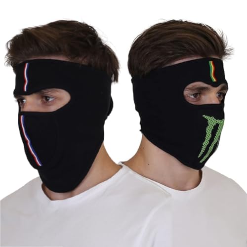 SOUL eTHICS SOULETHICS Breathable Pure Cotton Summer Full Face Cover for Biker, Face Protection Mask, Summer Face Cover, Winter, Dust Protection Mask, Helmet Cover for Bikers (Plain Black and Monster Print Mask) - Image 1