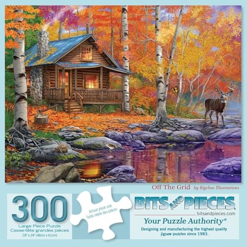 Bits and Pieces 300 Piece Jigsaw Puzzle for Adults 18 x 24 Off The Grid 300 pc Large Piece Fall Autumn Jigsaw by Bigelow Illustrations - Image 1