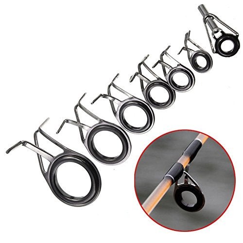 Honbay 7pcs Set Mixed Sizes Fishing Rod Eyes Guides Line Rings Repair Kit - Image 2