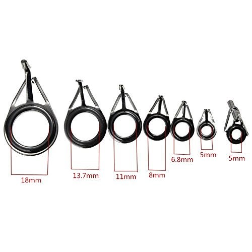 Honbay 7pcs Set Mixed Sizes Fishing Rod Eyes Guides Line Rings Repair Kit - Image 3