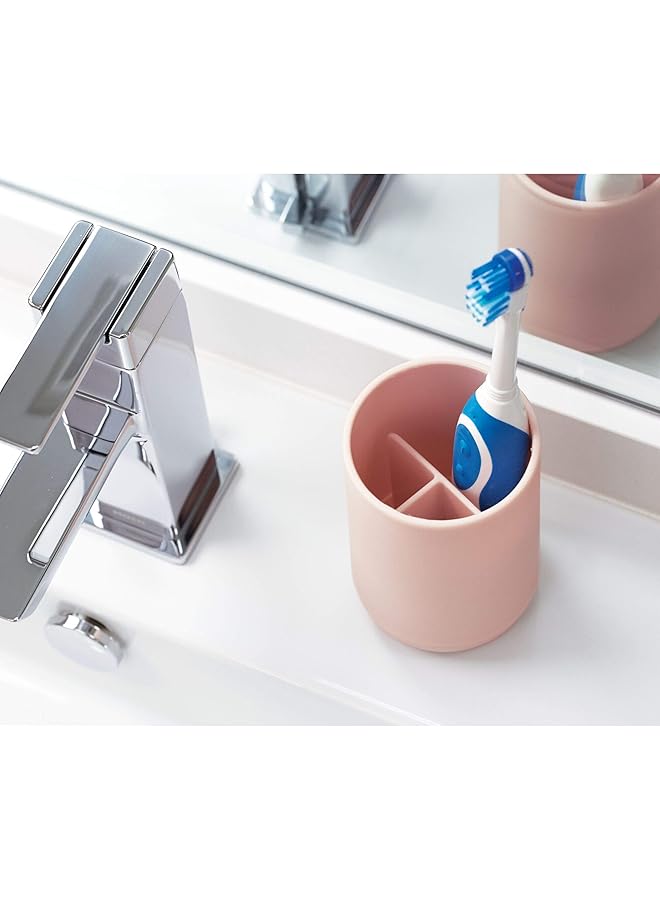 InterDesign Cade Toothbrush Holder Holds Normal Toothbrushes Spin Brushes And Toothpaste Matte Blush - Image 3
