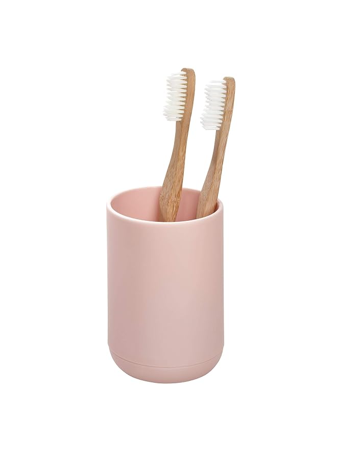 InterDesign Cade Toothbrush Holder Holds Normal Toothbrushes Spin Brushes And Toothpaste Matte Blush - Image 1