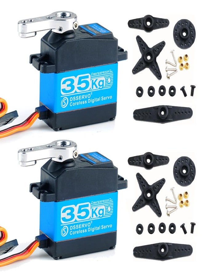 Stemedu Pack of 2 35KG High Speed RC Digital Servo DS3235 Coreless Motor Servo Stainless Steel Metal Gear 7.4V Waterproof IP66 for DIY Robotic, RC Truck, Racing Cars, Boats (Control Angle 180°) - Image 1