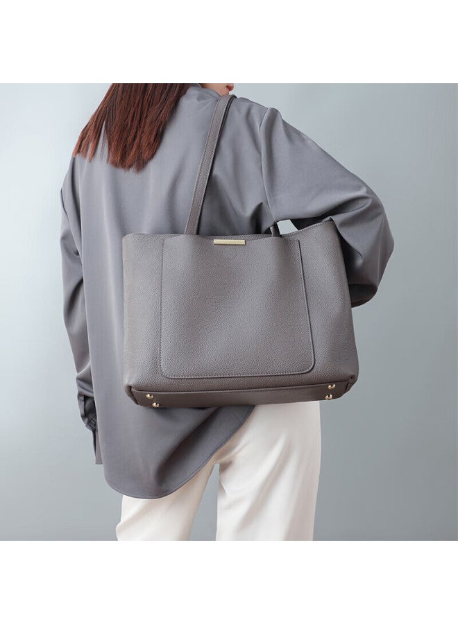 Viney Leather Handbag, Women's Large Capacity Tote Bag, Light Luxury Brand, Shoulder Bag, Birthday Gift For Girlfriend, Qixi Festival Gift - Image 1