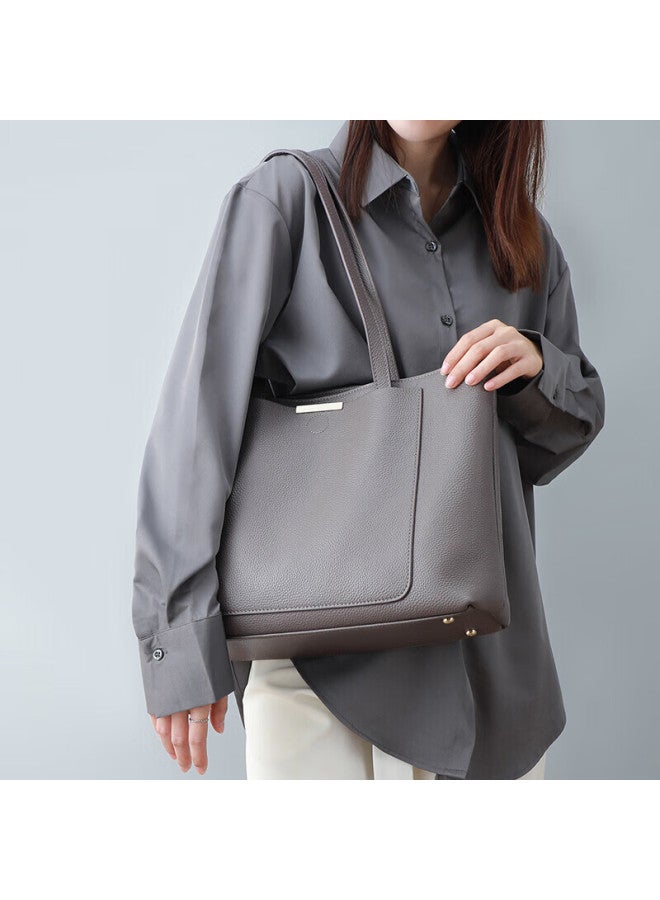 Viney Leather Handbag, Women's Large Capacity Tote Bag, Light Luxury Brand, Shoulder Bag, Birthday Gift For Girlfriend, Qixi Festival Gift - Image 2