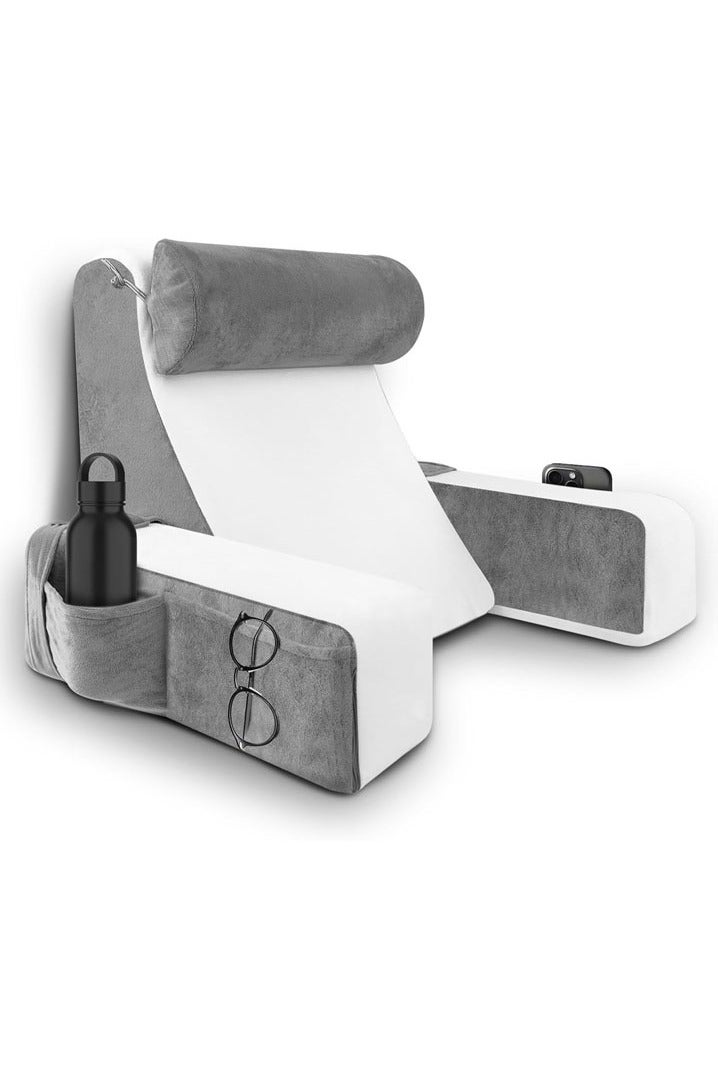 L&E Reading Pillow for Bed - Back Pillow for Bed Sitting Up with Arms Rest, Full Support Back Rest Pillow for Adult Bed Rest Pillow for Reading/Watching TV/Resting/Gaming - Image 1