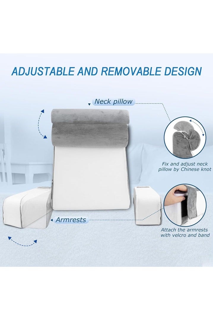 L&E Reading Pillow for Bed - Back Pillow for Bed Sitting Up with Arms Rest, Full Support Back Rest Pillow for Adult Bed Rest Pillow for Reading/Watching TV/Resting/Gaming - Image 5
